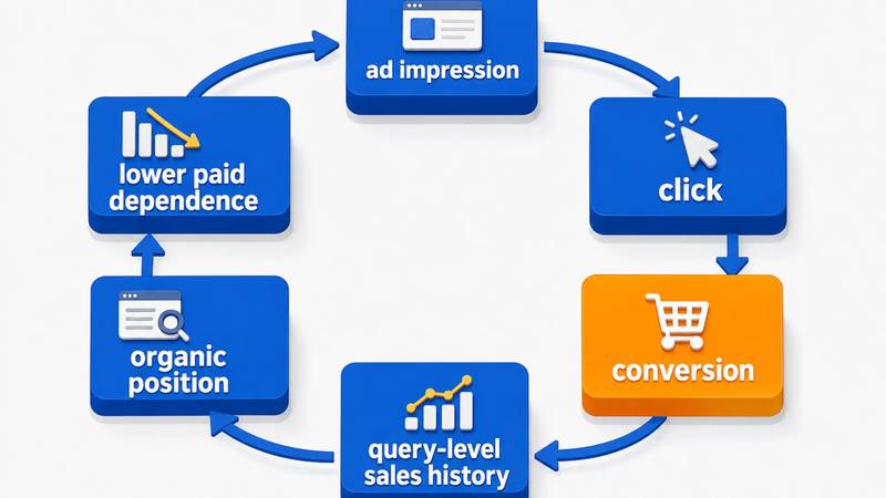 How Amazon ads feed organic ranking through query-level conversion history