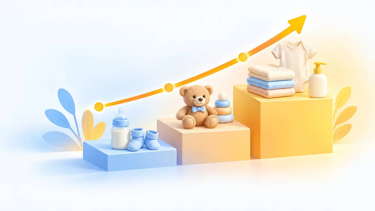 Organizing a baby catalog the way parents count months